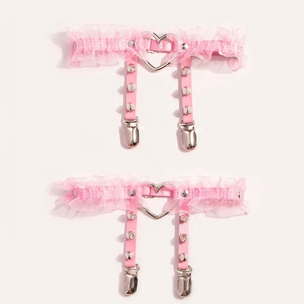 2pcs Pink Heart Garter